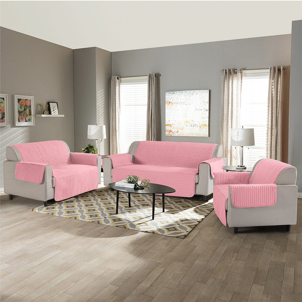 99.99% โพลีเอสเตอร์ที่เป็นของแข็งสองด้านใช้โซฟาฝาครอบ 3 ชิ้นชุด